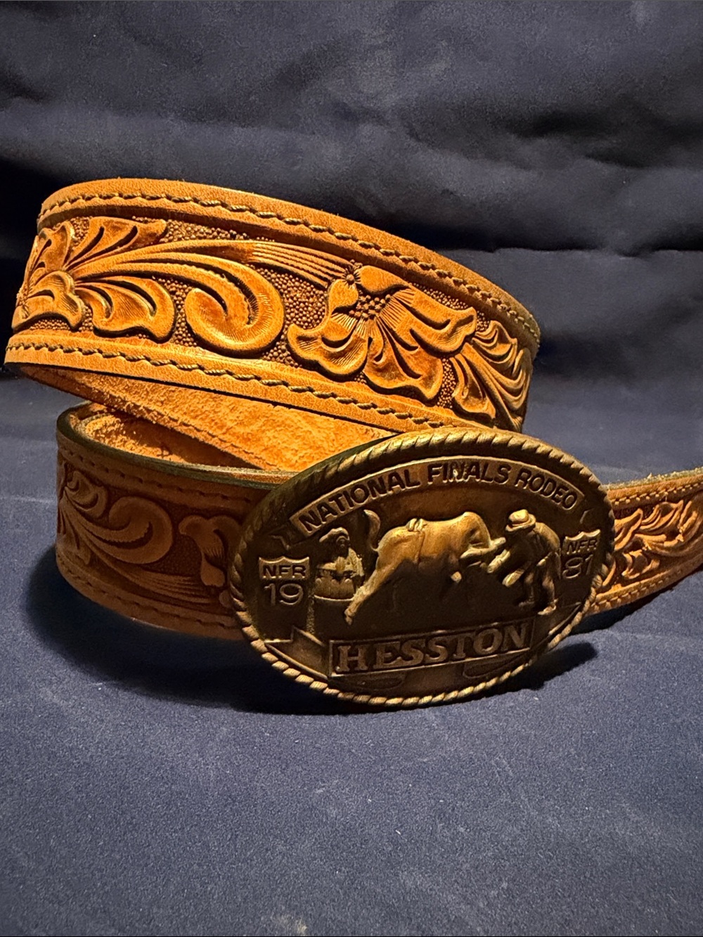Embossed Top Grain Leather Western Belt - CHAMBERS - Sz 42 - PRISTINE Condition